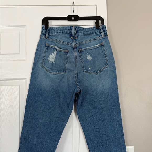 Good American Blue Straight Leg Denim Jeans Ankle Slit - Picture 4 of 9